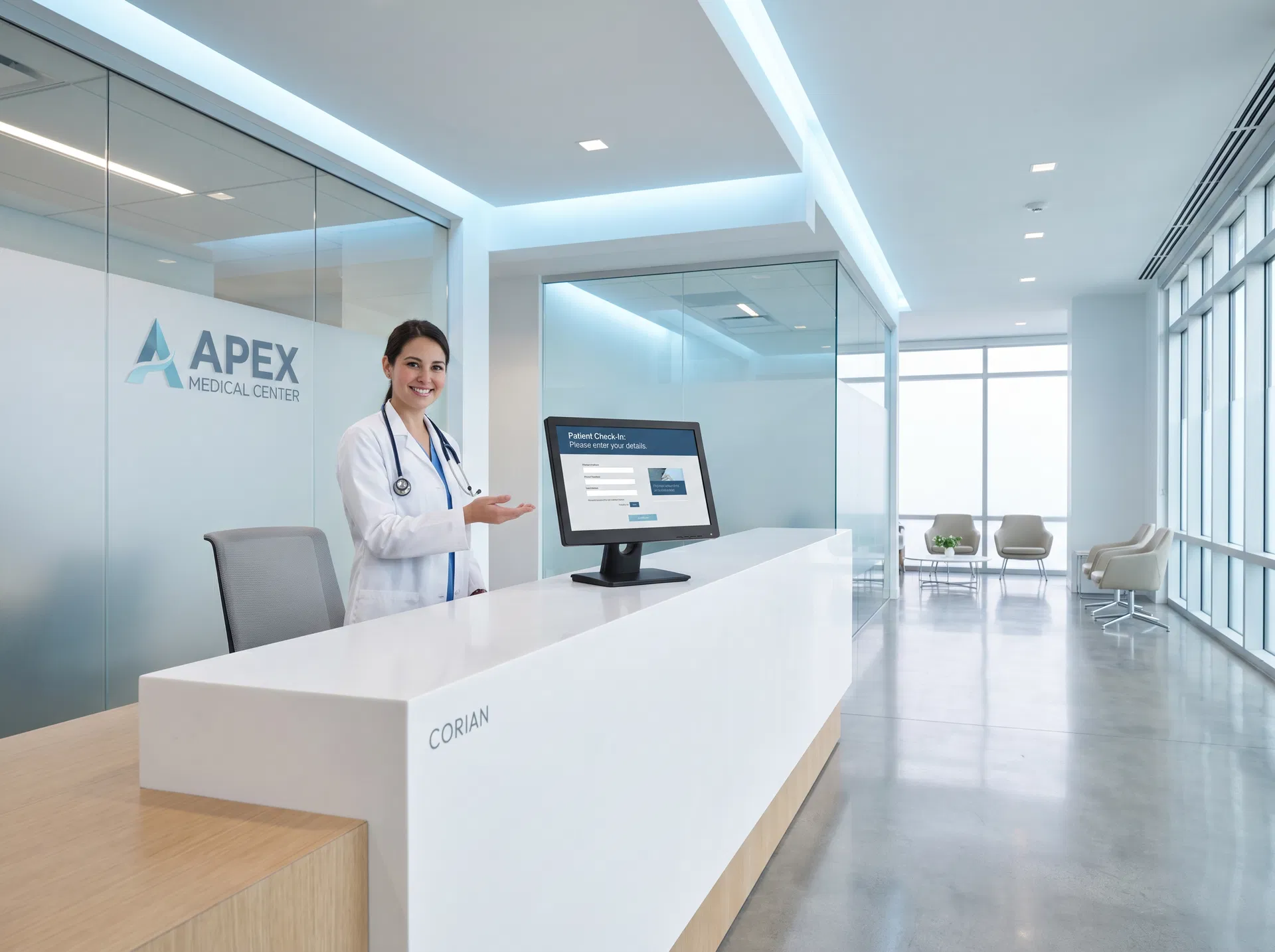 Monitor touch screen Lynx Essence em aplicação de Saúde Playtix