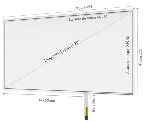 Kit Painel Sensível ao Toque Resistivo 20" Formato 16:9 - monitor touch screen industrial Playtix