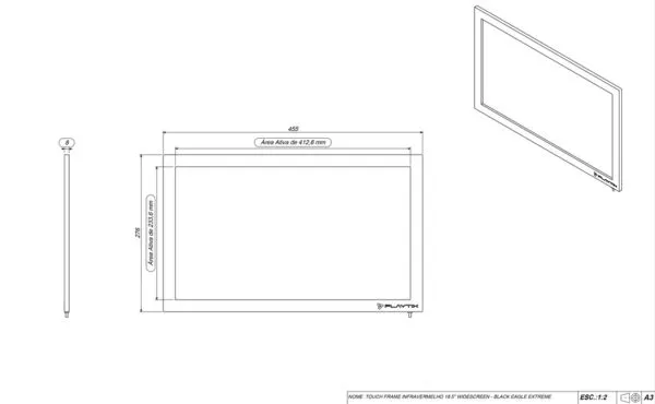 Moldura Sensível ao Toque Infravermelha 18.5" Formato 16:9 - monitor touch screen industrial Playtix