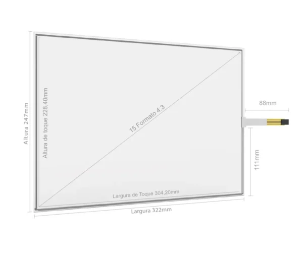 KIT PAINEL SENSÍVEL AO TOQUE RESISTIVO 15" FORMATO 4:3-4750