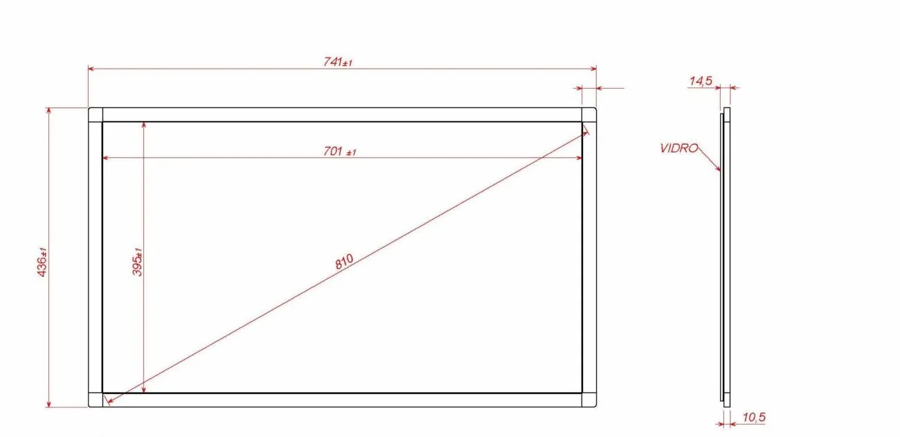Moldura Touch Infravermelha 32 polegadas - Detalhe modelo M4 formato 16:9