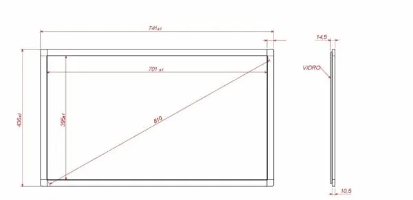 Moldura Touch Infravermelha 32 polegadas - Detalhe modelo M4 formato 16:9