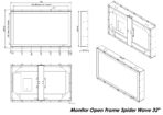 Desenho técnico com dimensões do Monitor Open Frame Touch Screen Capacitivo 32" - Spider Wave