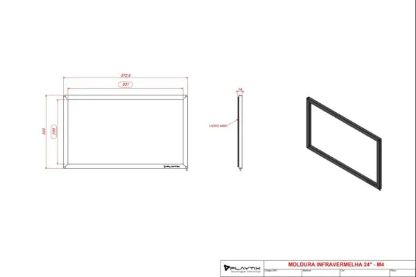 Moldura Sensível ao Toque Infravermelha 24" Formato 16:9 - monitor touch screen industrial Playtix